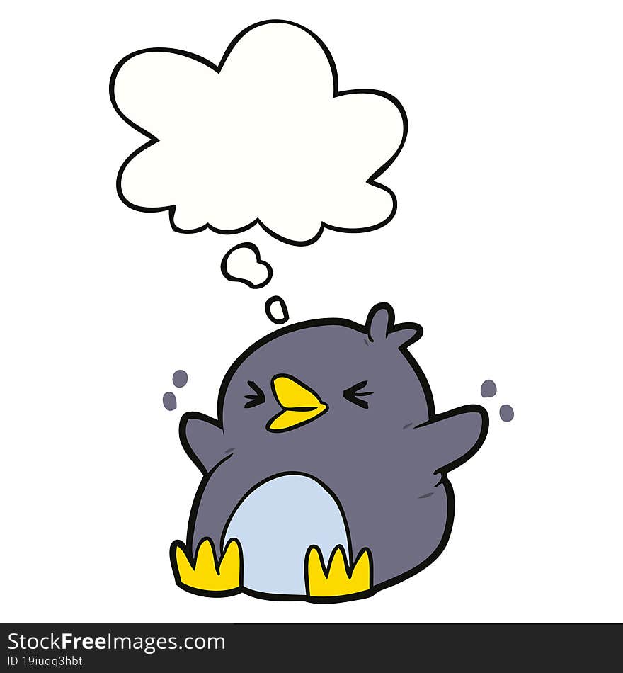 cartoon penguin with thought bubble. cartoon penguin with thought bubble