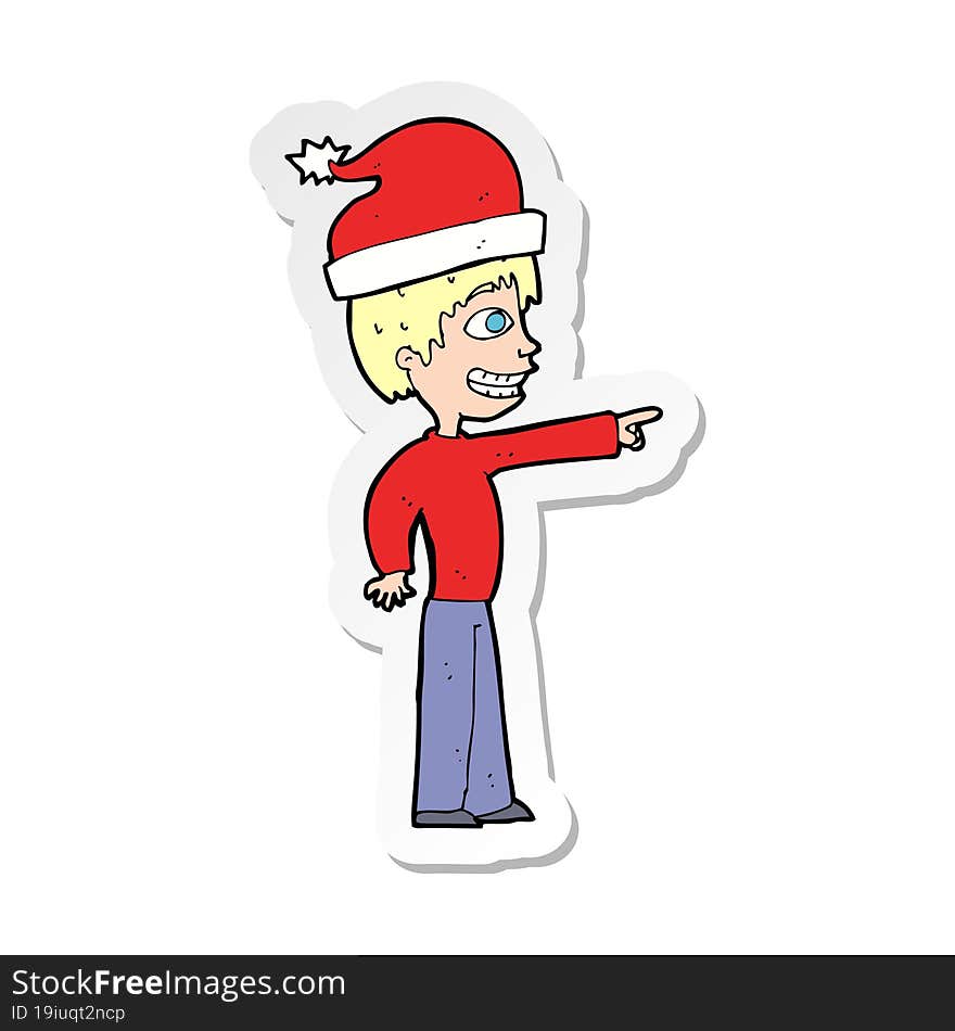 sticker of a cartoon man ready for christmas