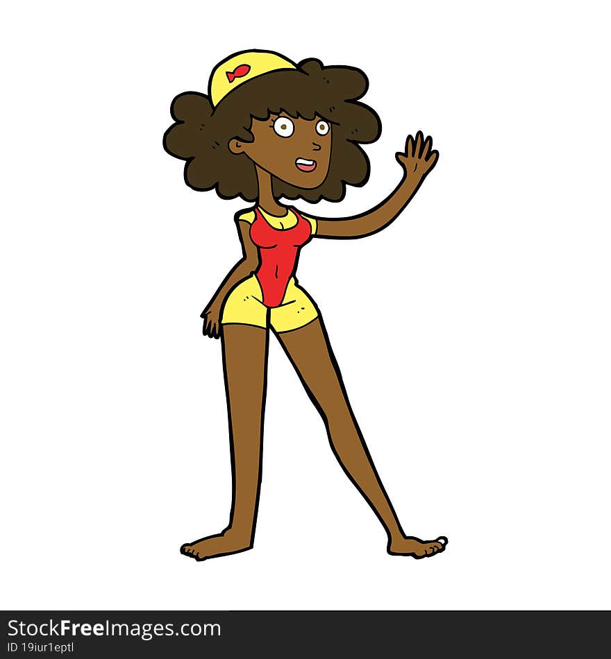 Cartoon Swimmer Woman