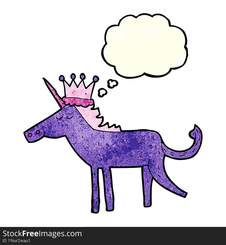 cartoon unicorn with thought bubble