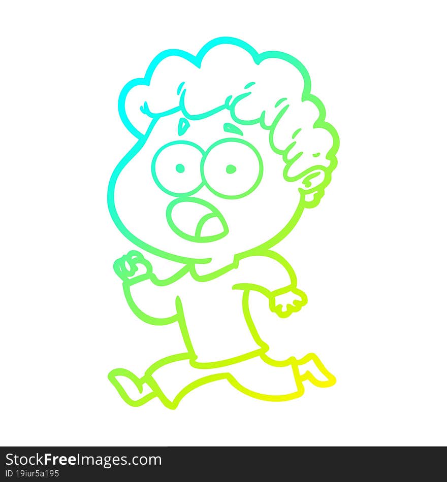 cold gradient line drawing cartoon man gasping in surprise