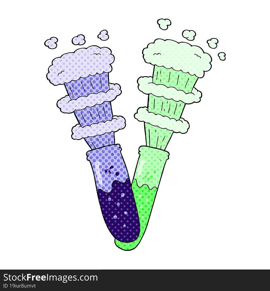 cartoon chemicals in test tubes