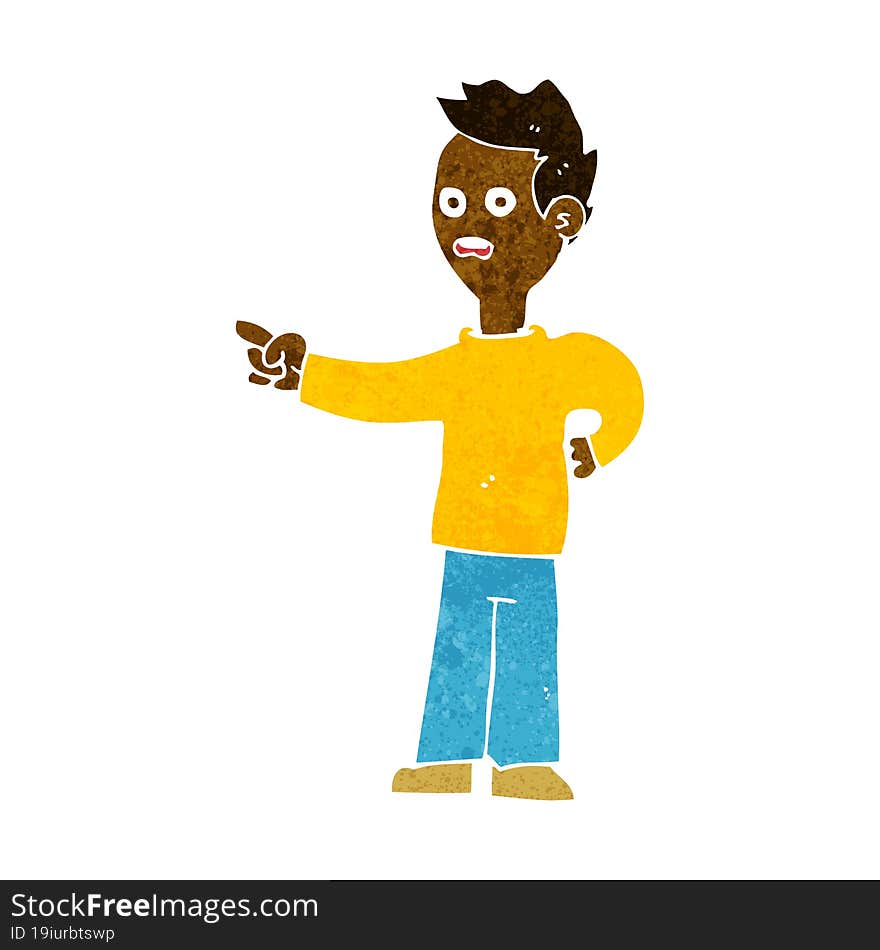 cartoon shocked boy pointing