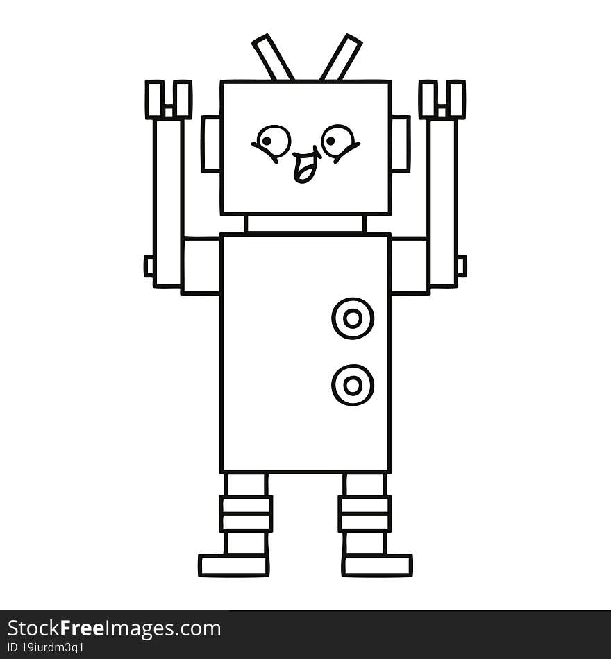 line drawing cartoon of a robot. line drawing cartoon of a robot