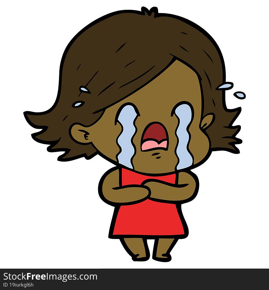 cartoon woman crying. cartoon woman crying