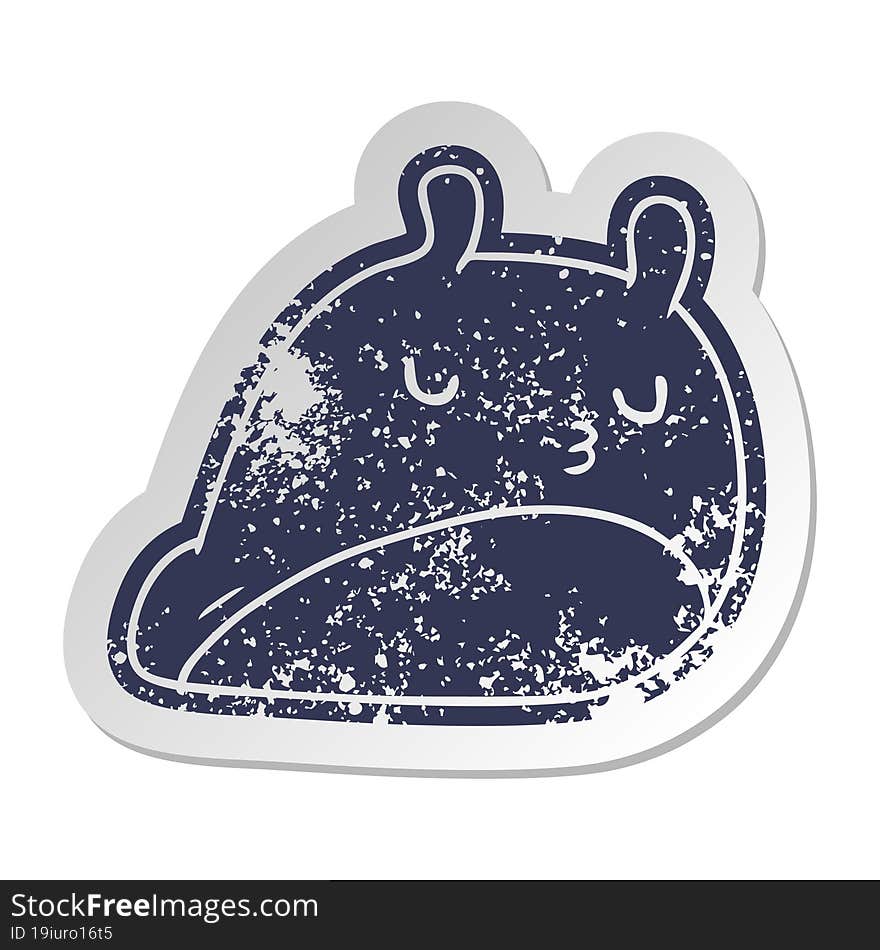 distressed old cartoon sticker kawaii fat cute slug. distressed old cartoon sticker kawaii fat cute slug