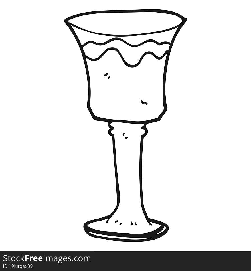 black and white cartoon goblet of wine