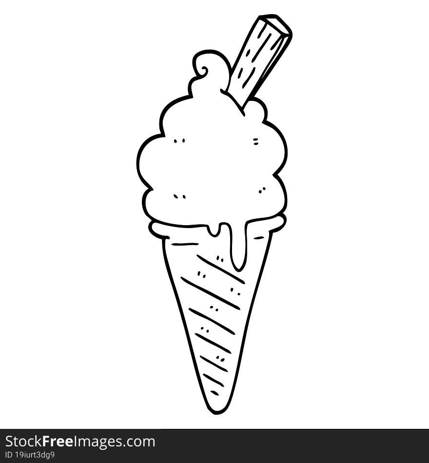 line drawing cartoon ice cream