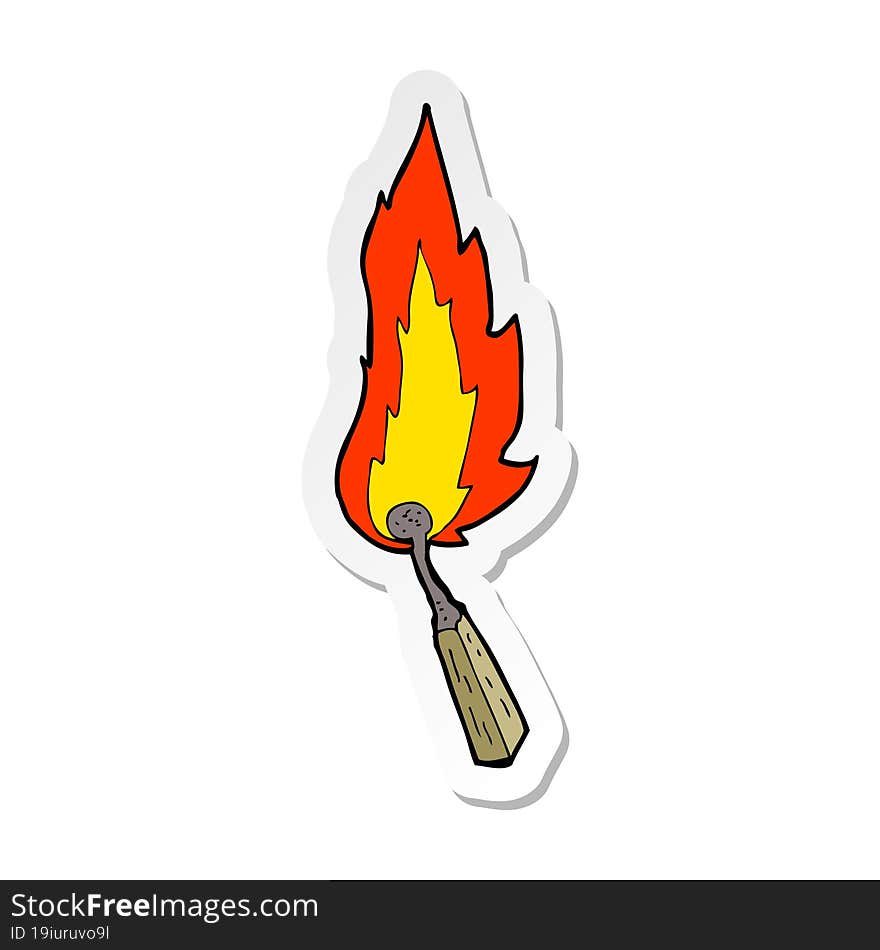 sticker of a cartoon burning match