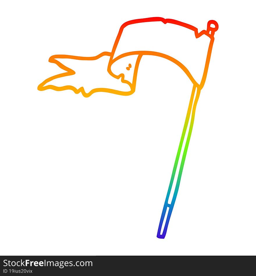 rainbow gradient line drawing cartoon waving flag