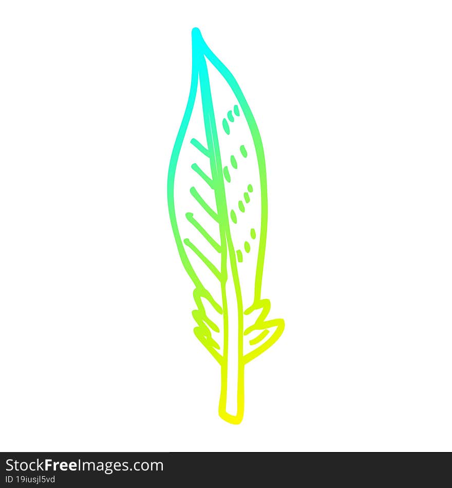 cold gradient line drawing cartoon green feather