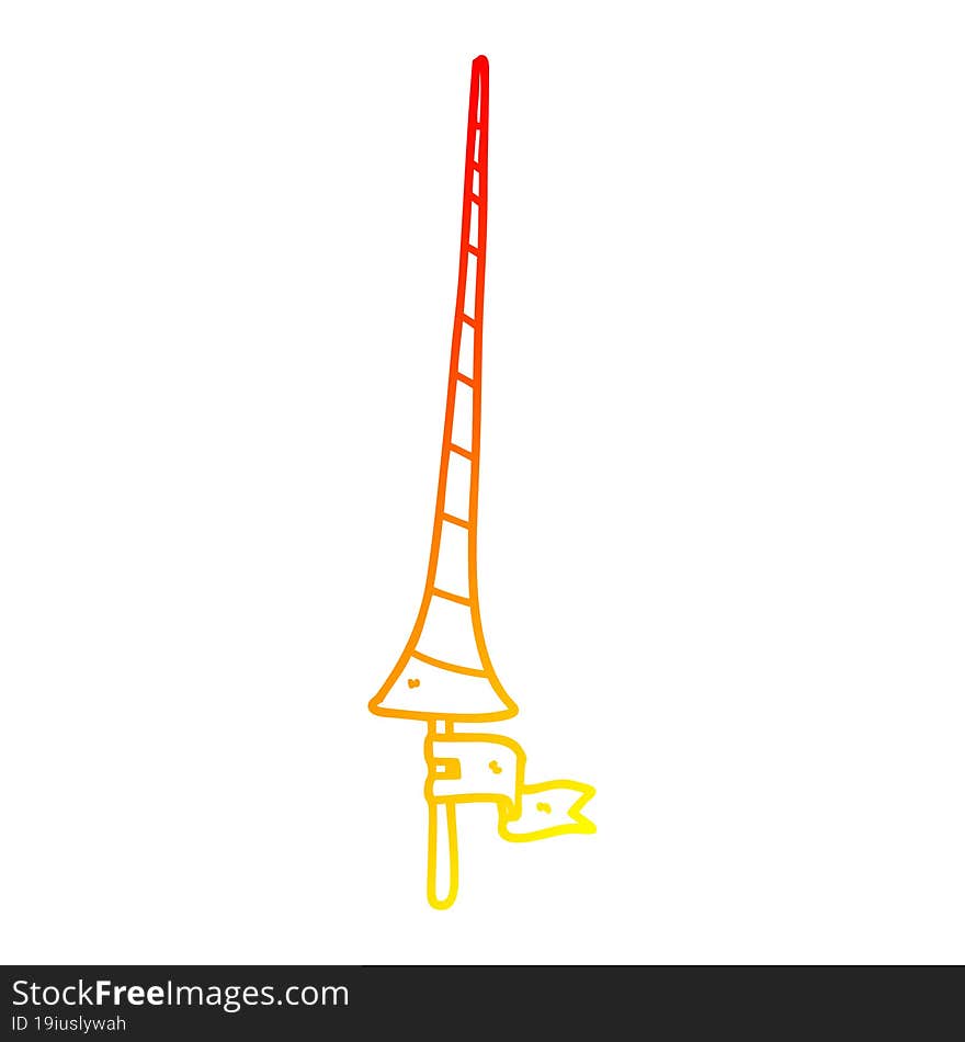 Warm Gradient Line Drawing Cartoon Medieval Lance