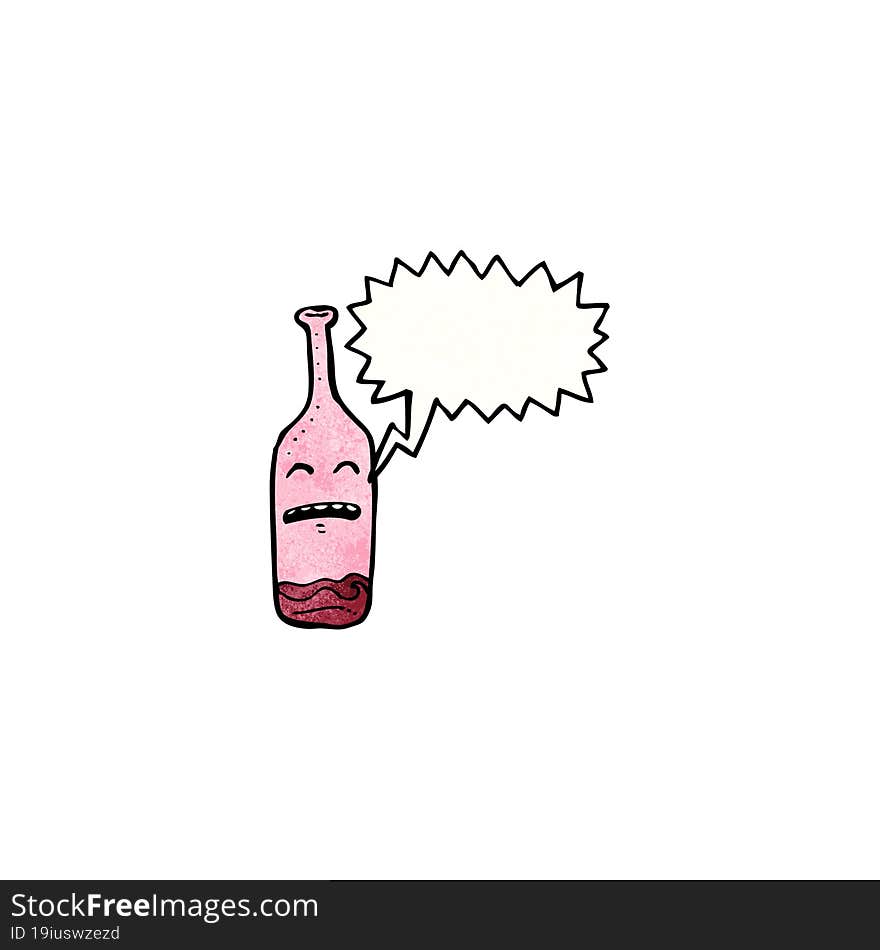 cartoon wine bottle with face