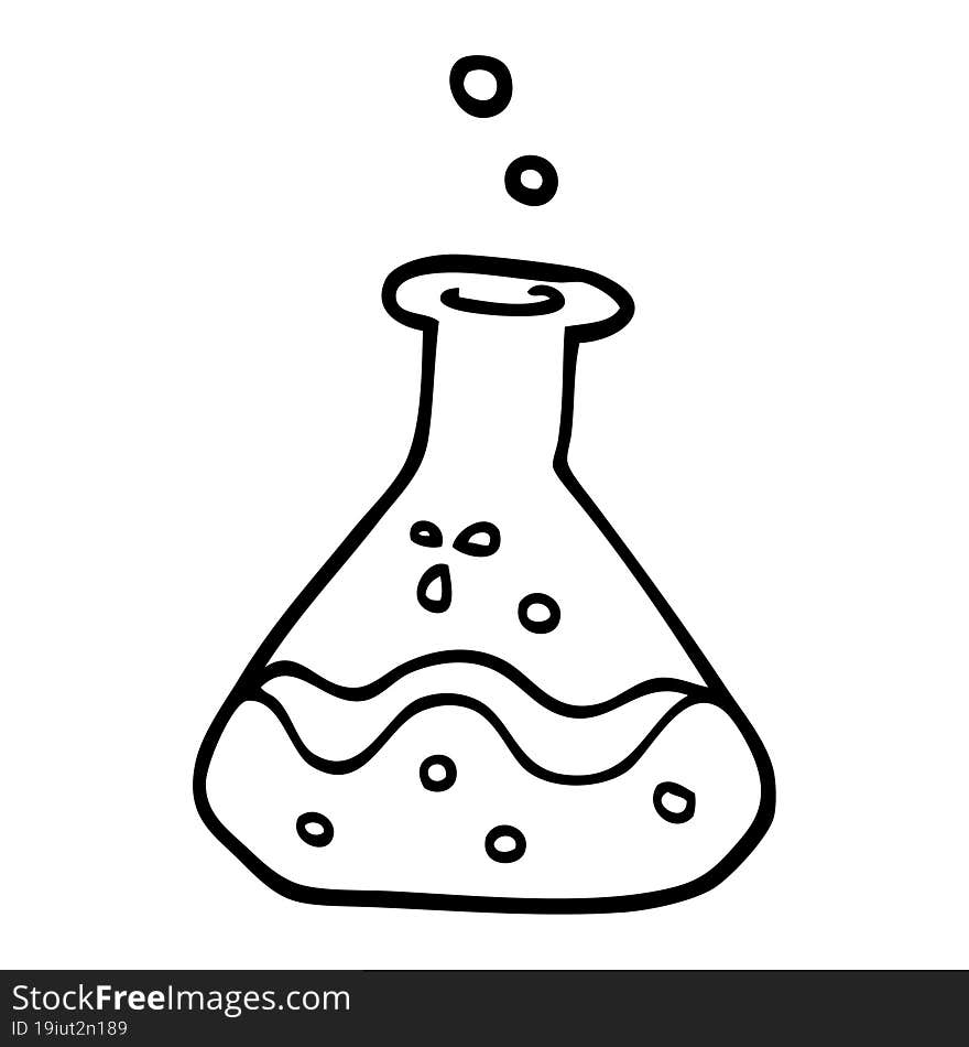 Line Drawing Cartoon Science Experiment