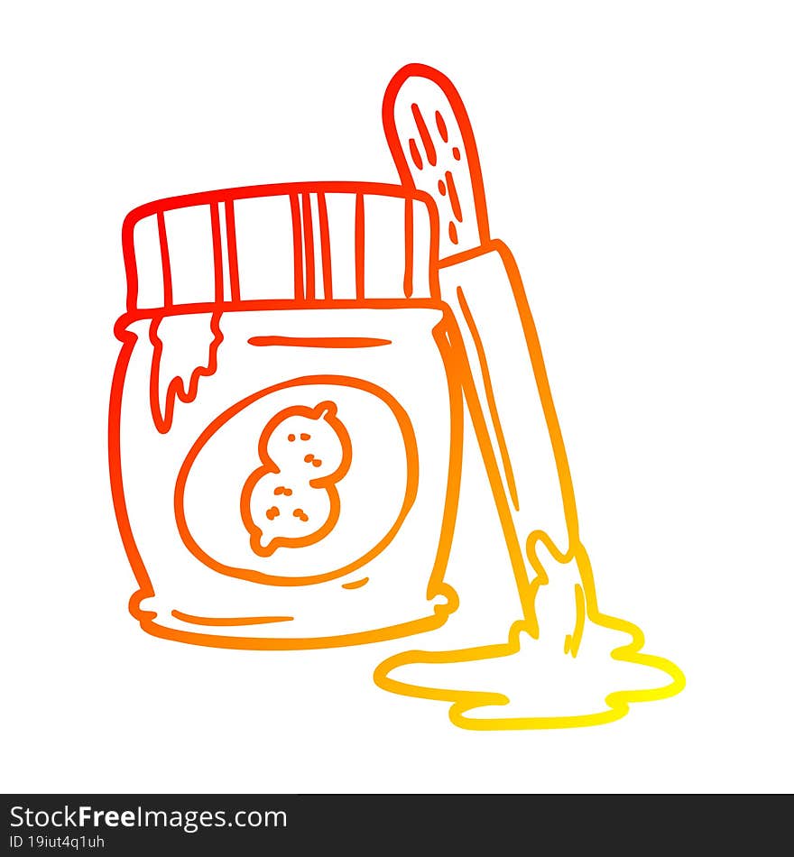 warm gradient line drawing of a jar of peanut butter