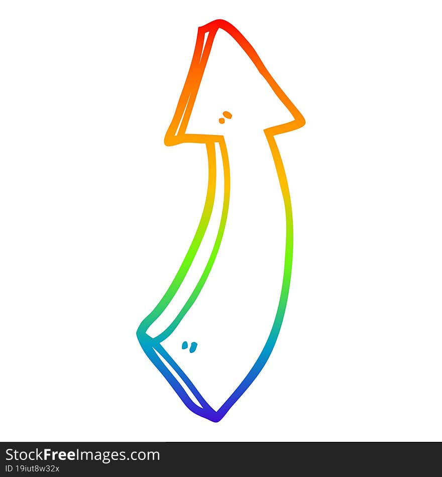 Rainbow Gradient Line Drawing Cartoon Pointing Arrow