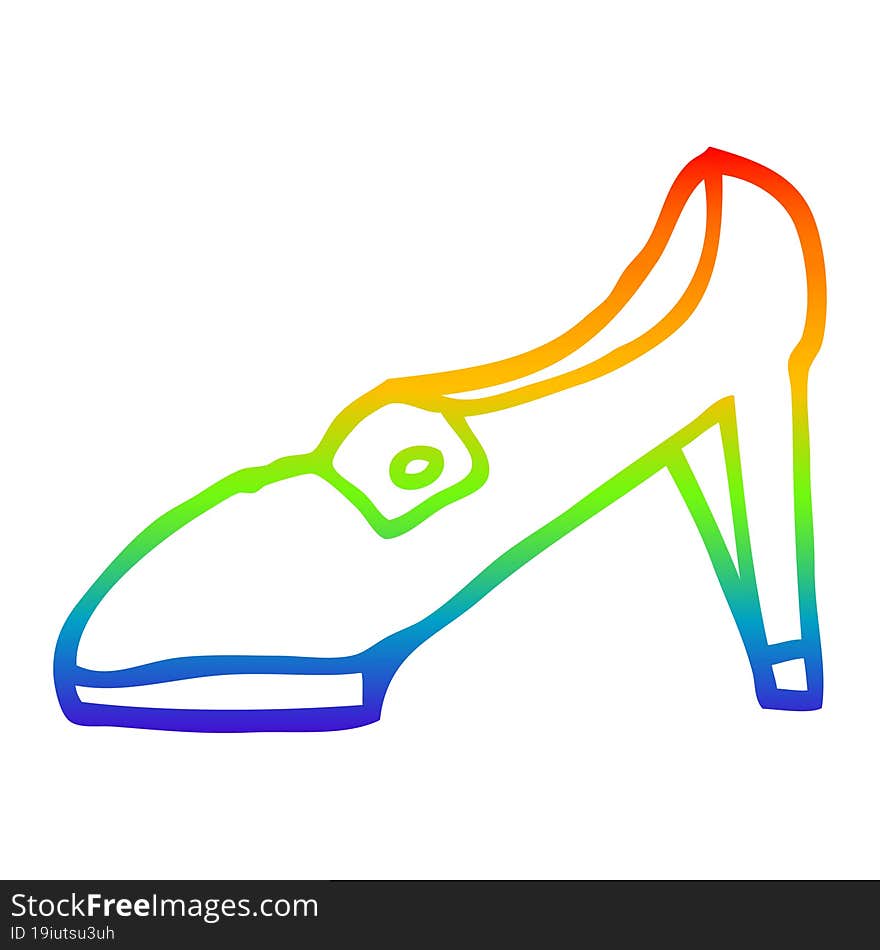 rainbow gradient line drawing cartoon red shoe