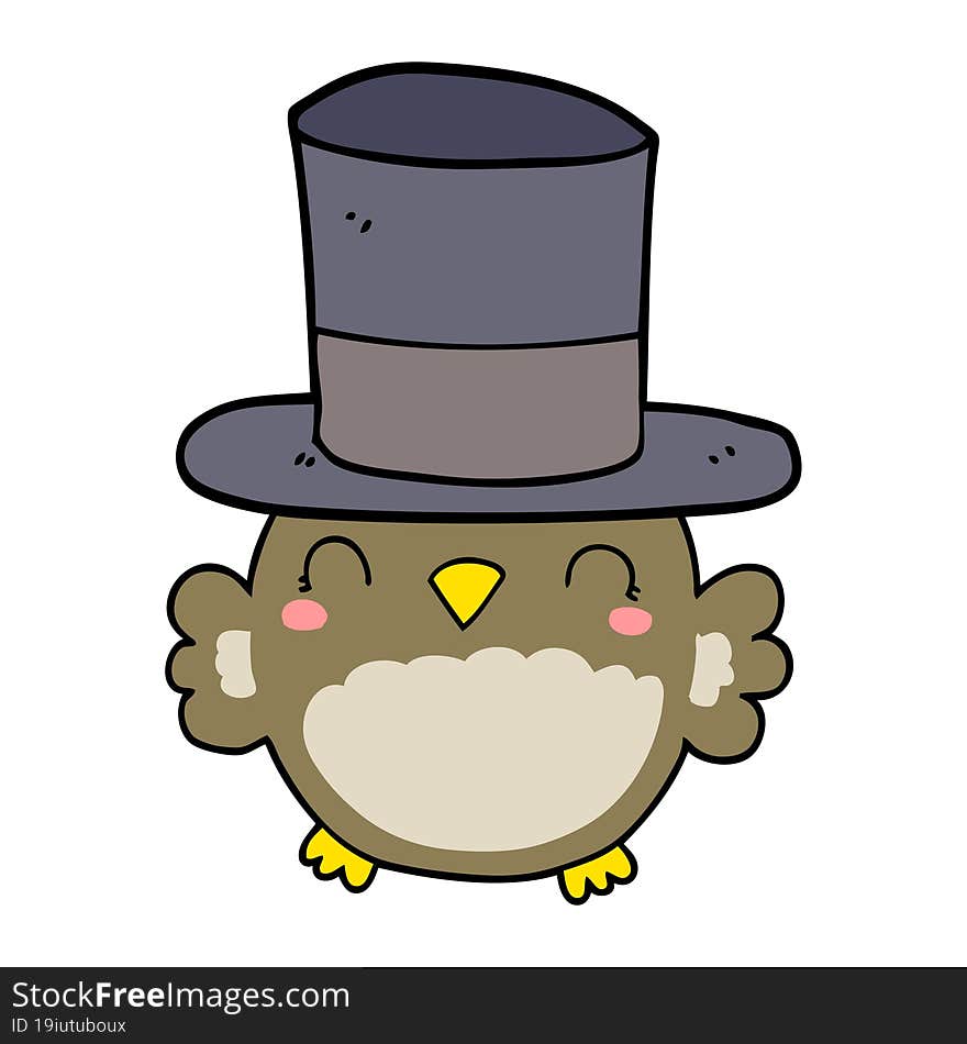 cartoon owl wearing top hat