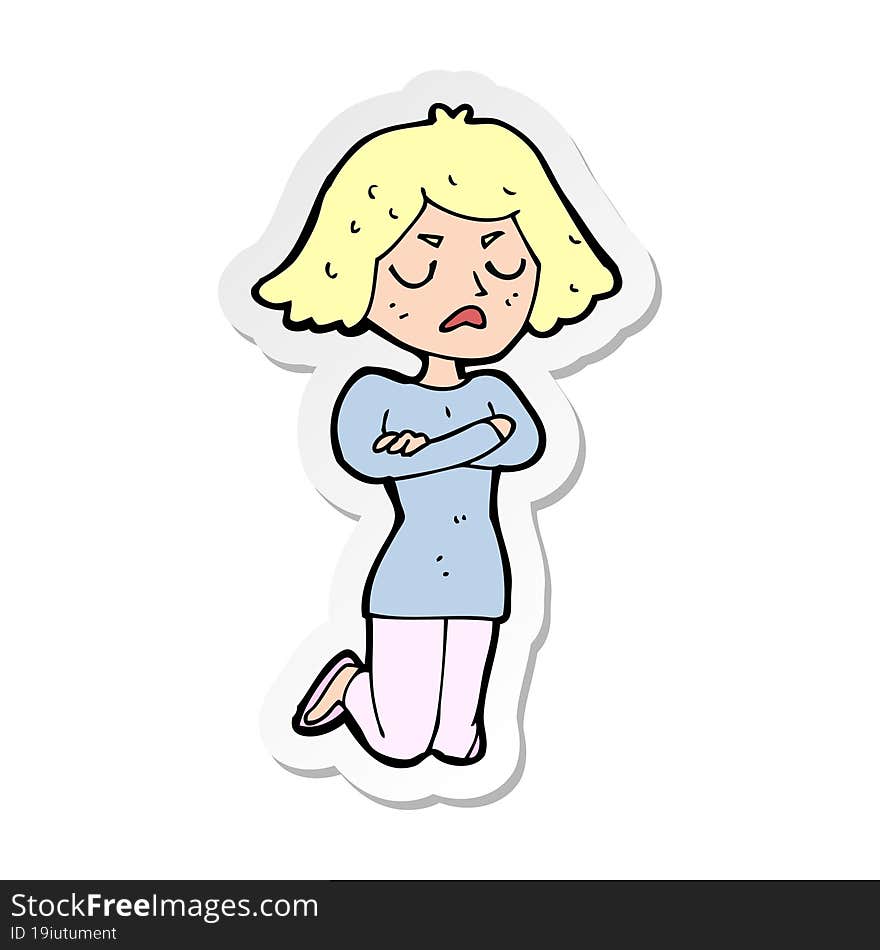 Sticker Of A Cartoon Annoyed Woman