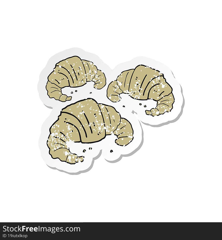 Retro Distressed Sticker Of A Cartoon Croissants