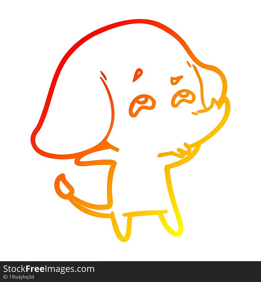 warm gradient line drawing cartoon elephant remembering