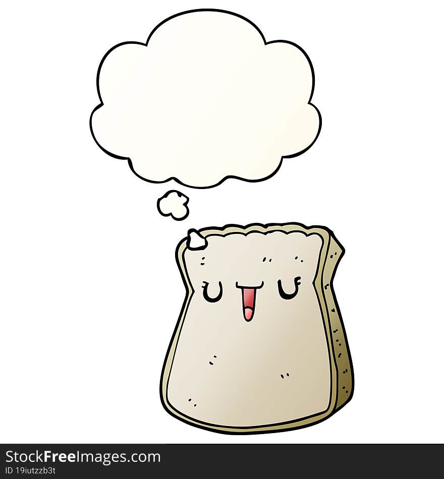 cartoon slice of bread and thought bubble in smooth gradient style