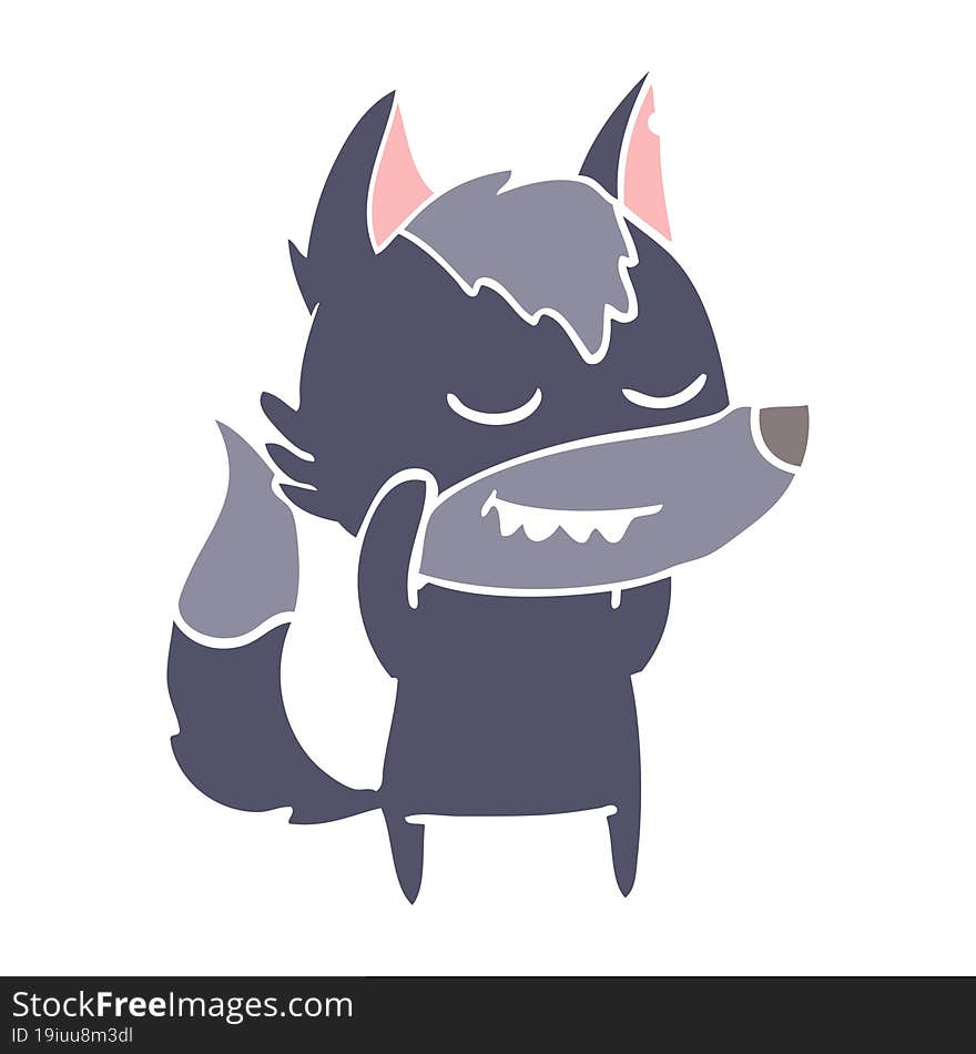 friendly flat color style cartoon wolf