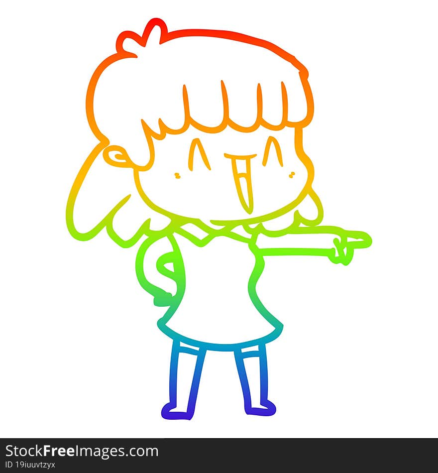 rainbow gradient line drawing of a cartoon woman