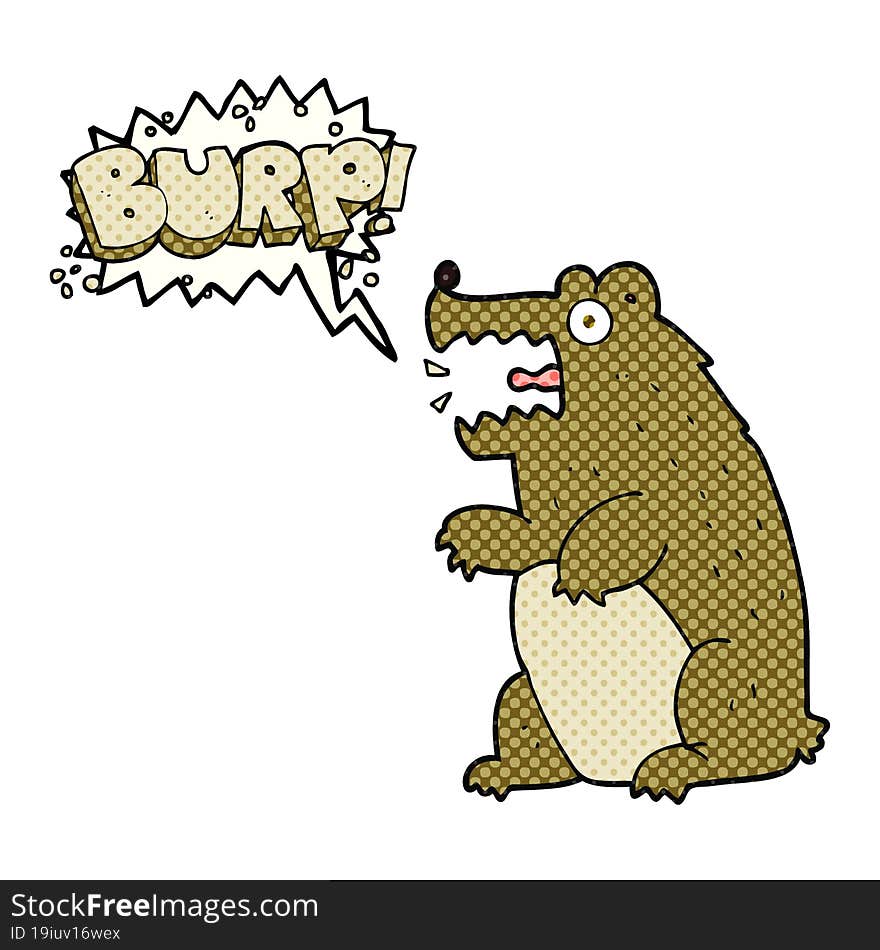 comic book speech bubble cartoon bear burping