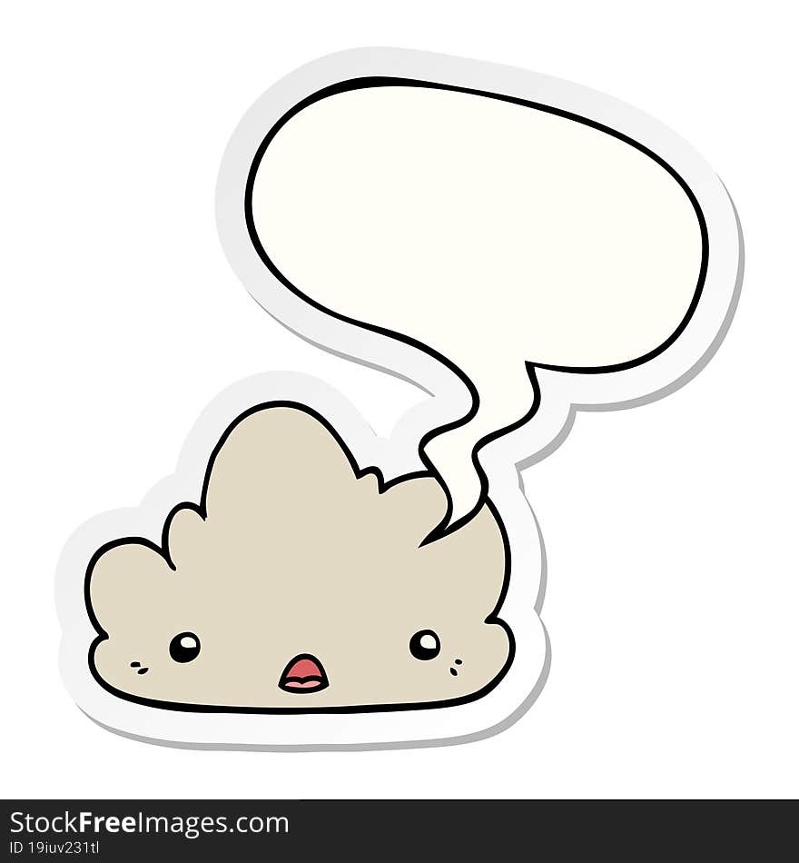 cute cartoon cloud with speech bubble sticker