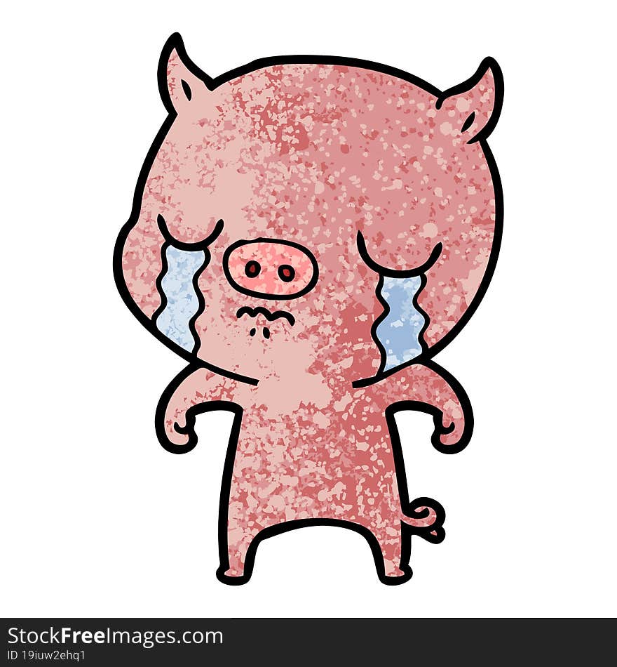 cartoon pig crying. cartoon pig crying