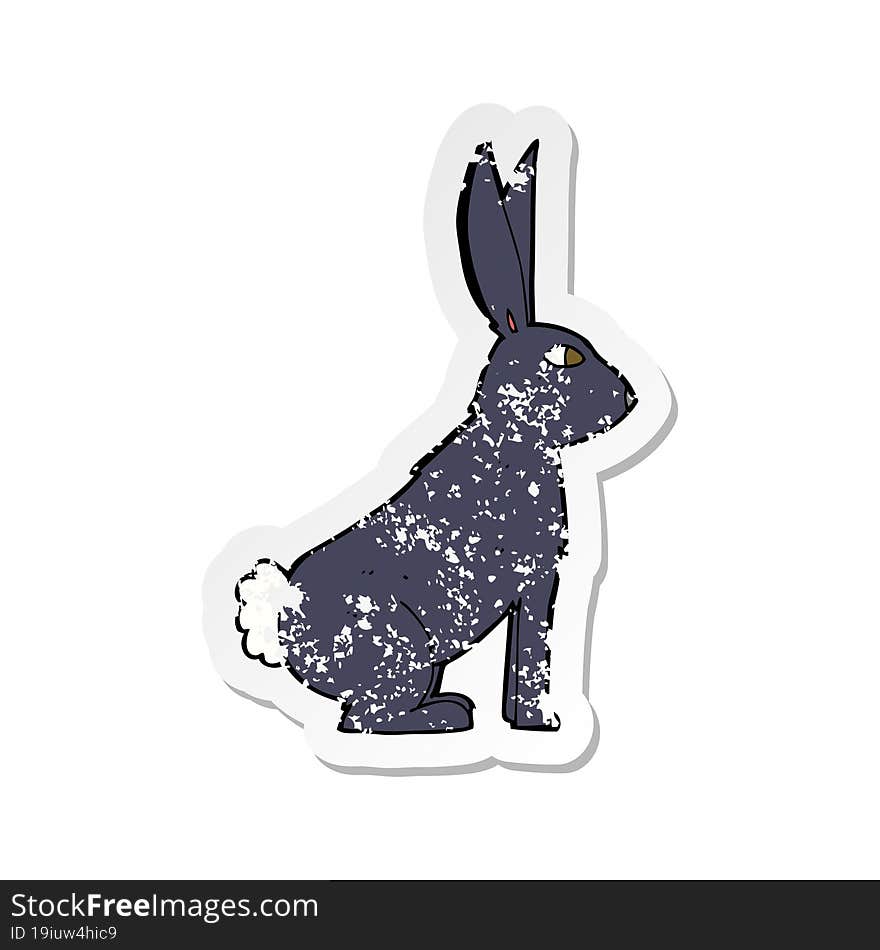 Retro Distressed Sticker Of A Cartoon Rabbit