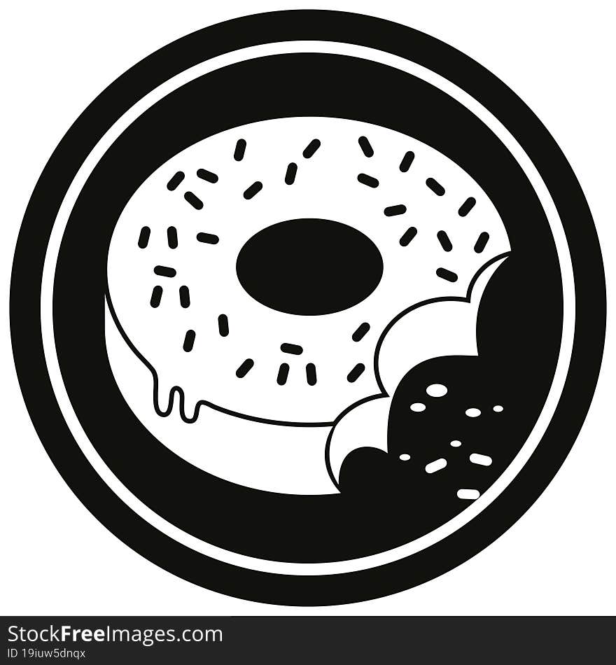 bitten frosted donut circular symbol