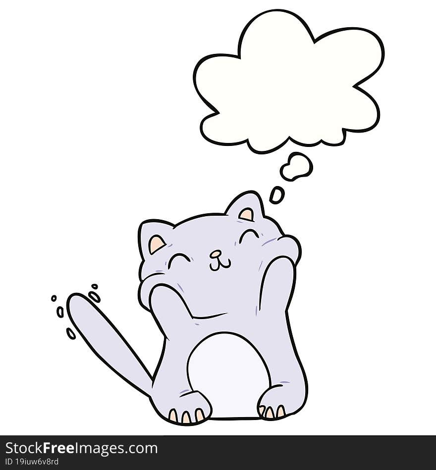 cartoon cat with thought bubble. cartoon cat with thought bubble