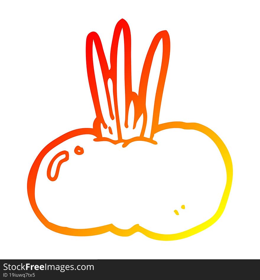 warm gradient line drawing of a cartoon vegetable