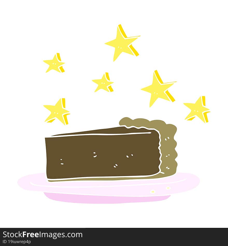 Flat Color Illustration Of A Cartoon Chocolate Cake