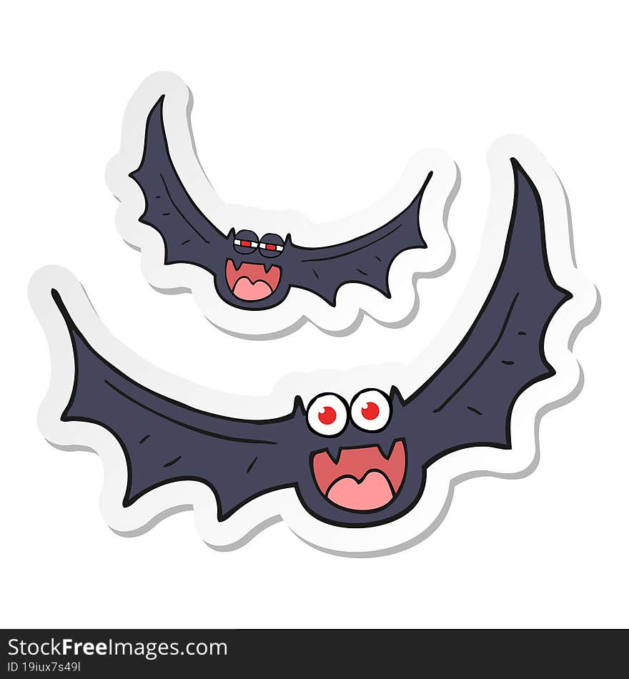 sticker of a cartoon halloween bats