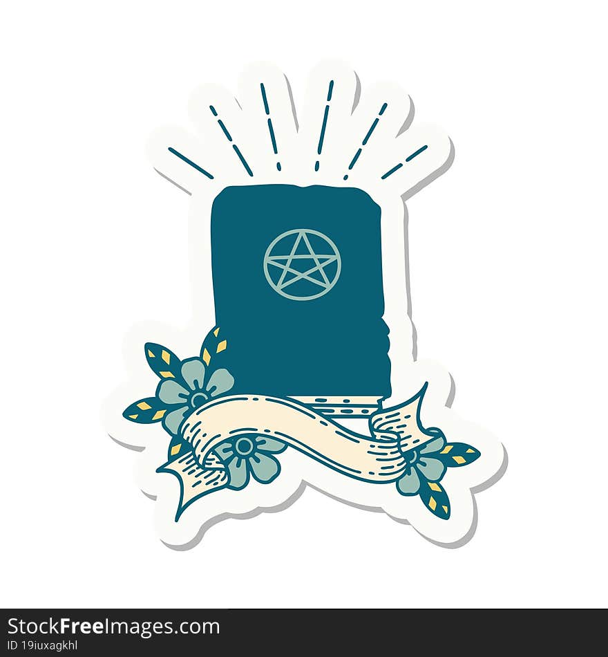 sticker of tattoo style spellbook