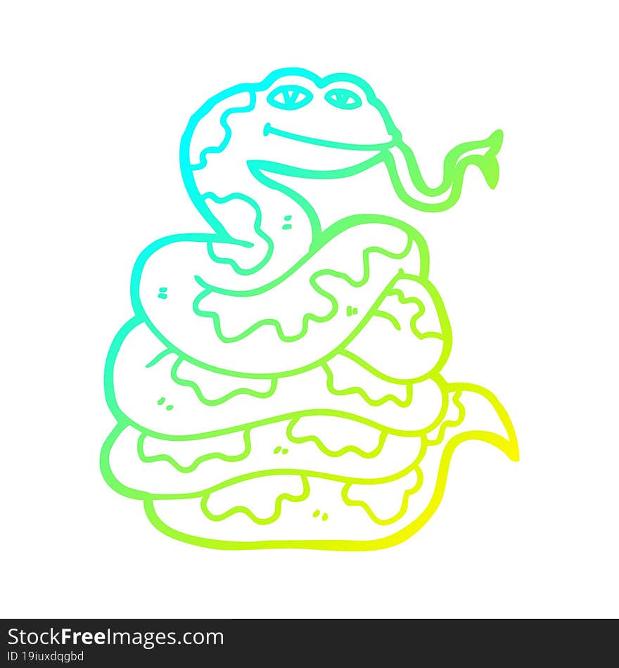 cold gradient line drawing cartoon snake