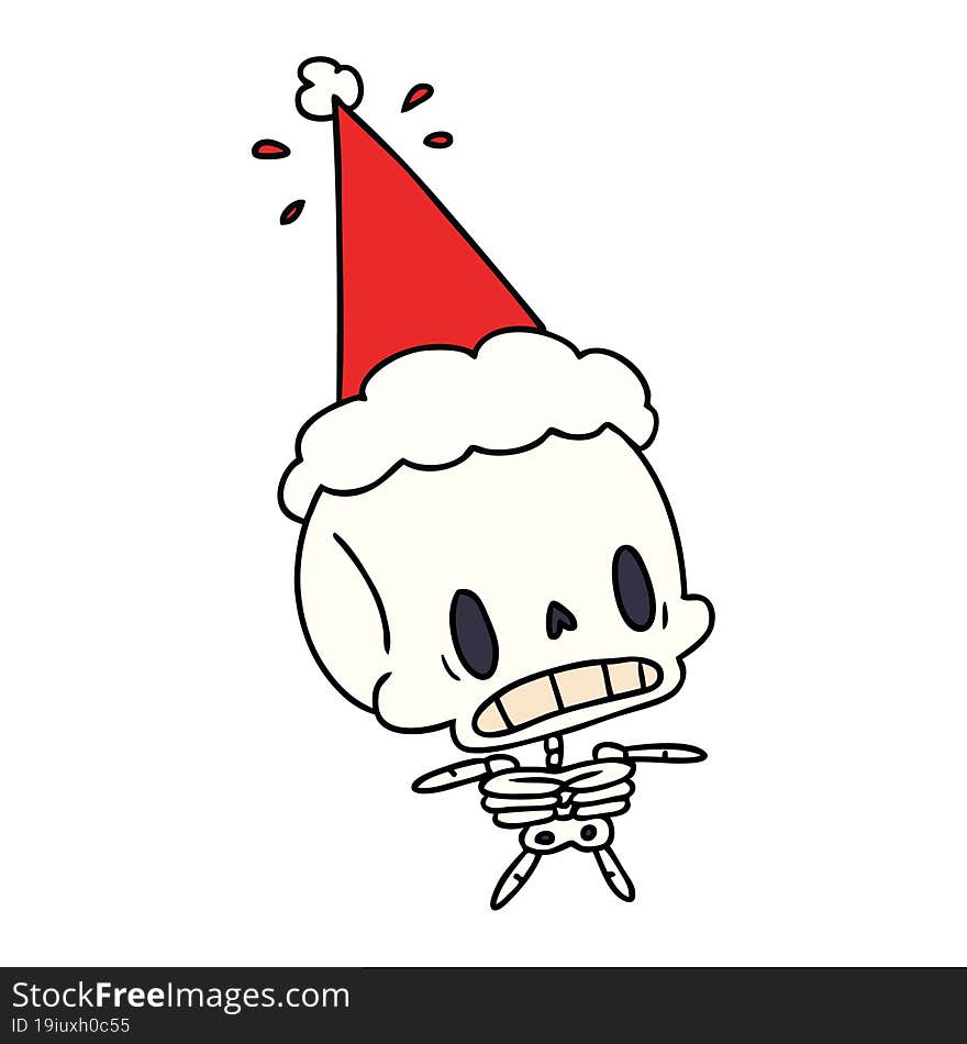 hand drawn christmas cartoon of kawaii skeleton