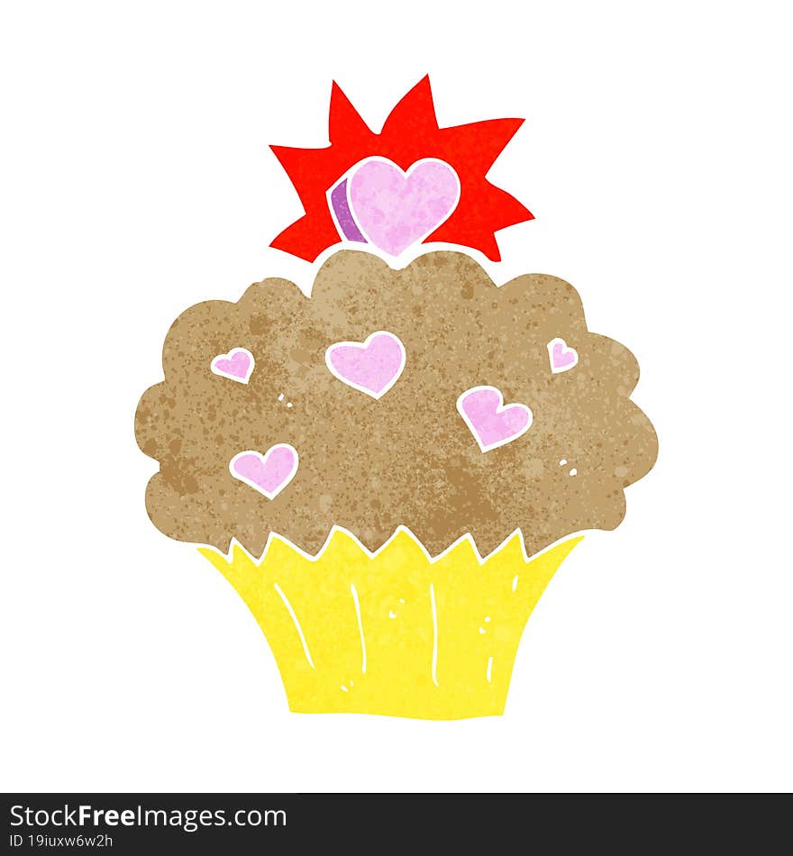 Cartoon Love Heart Cupcake