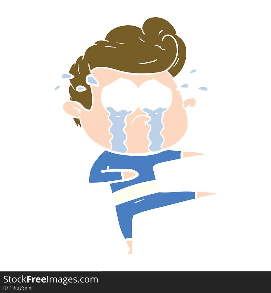 flat color style cartoon crying dancer