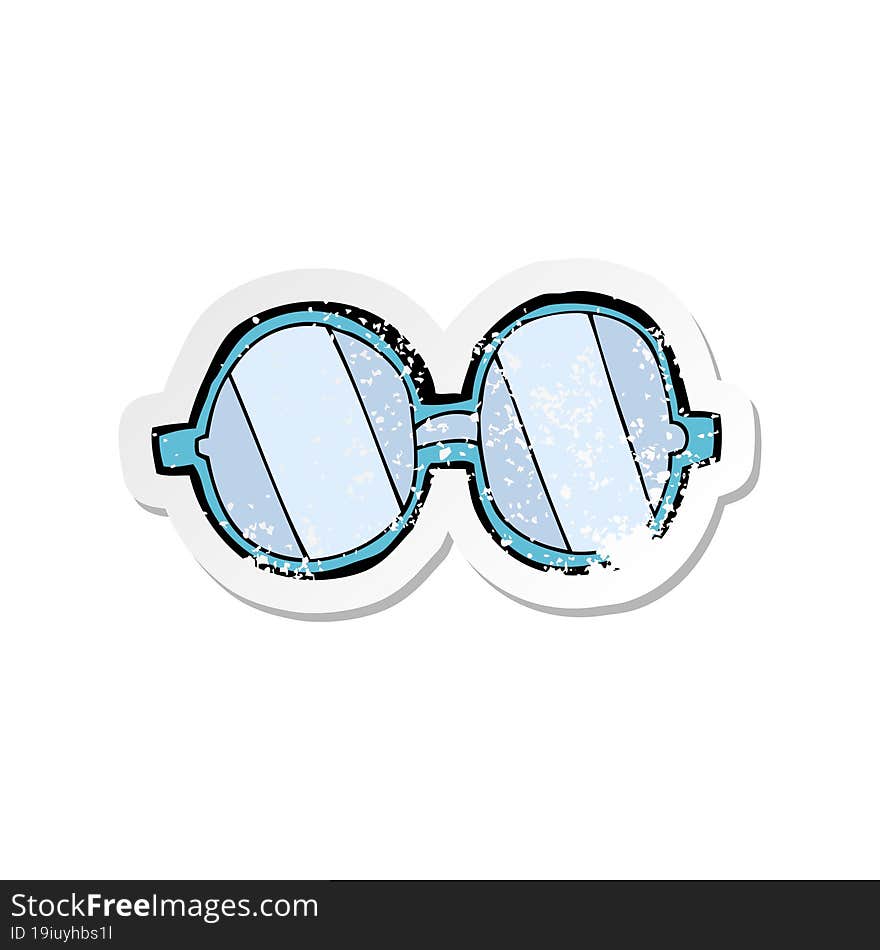 retro distressed sticker of a cartoon glasses