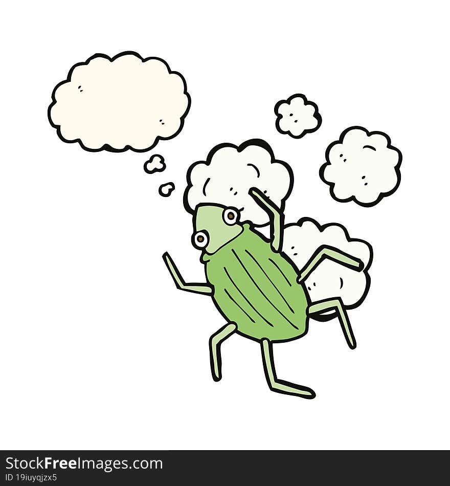 cartoon bug with thought bubble