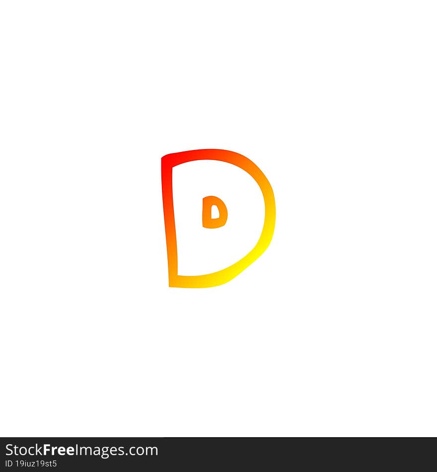 Warm Gradient Line Drawing Cartoon Letter D