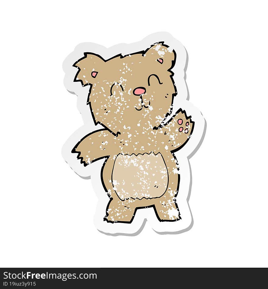 Retro Distressed Sticker Of A Cartoon Teddy Bear