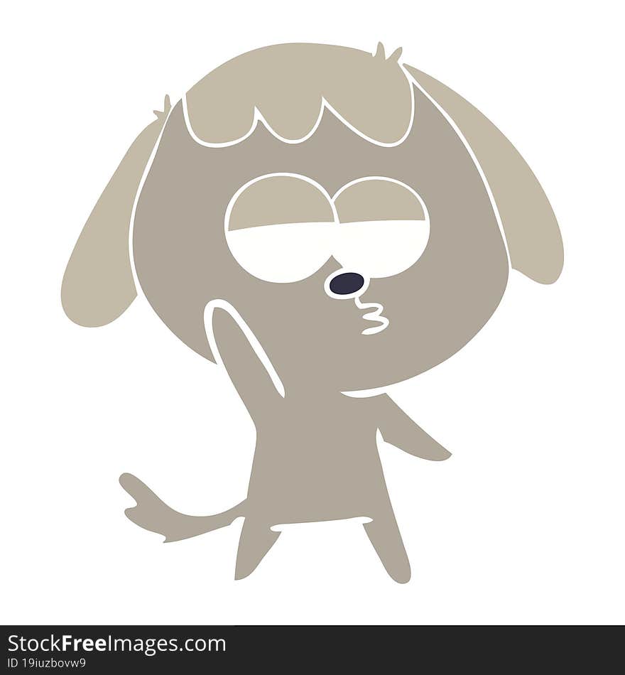 flat color style cartoon bored dog