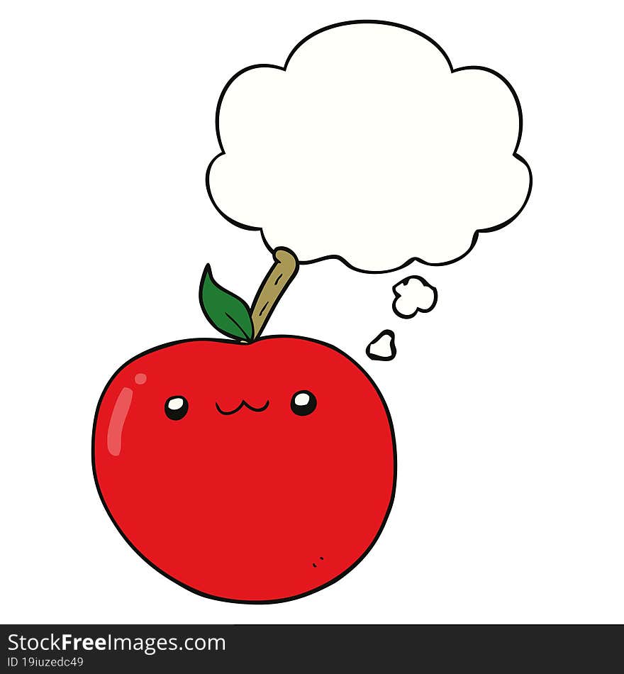 Cartoon Cute Apple And Thought Bubble