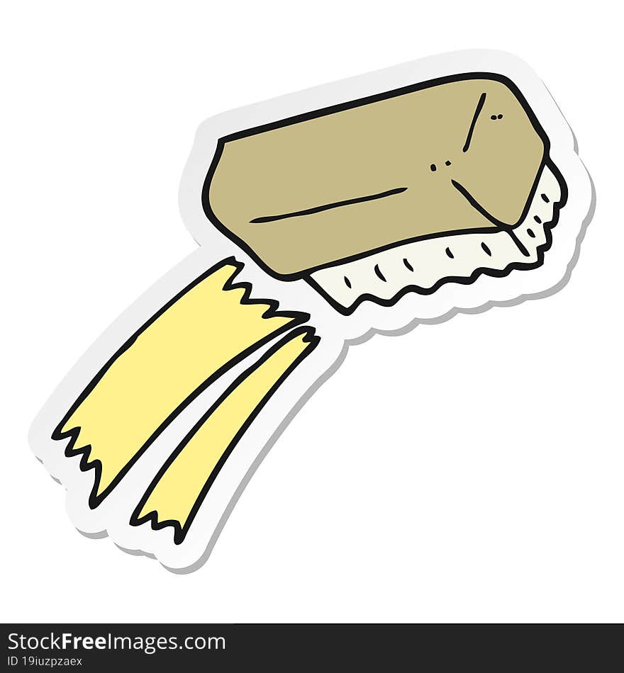 sticker of a cartoon scrubbing brush