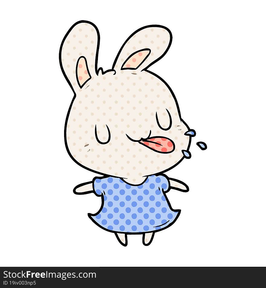 cute cartoon rabbit blowing raspberry. cute cartoon rabbit blowing raspberry